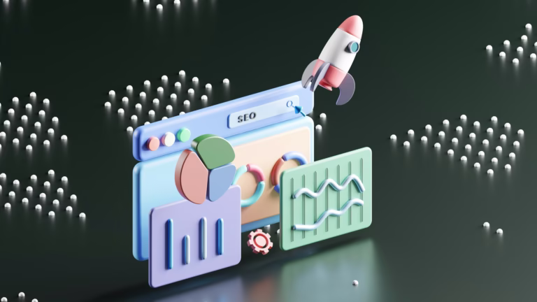 a computer screen with a rocket on top of it as an illustration of the crucial role of technical SEO
